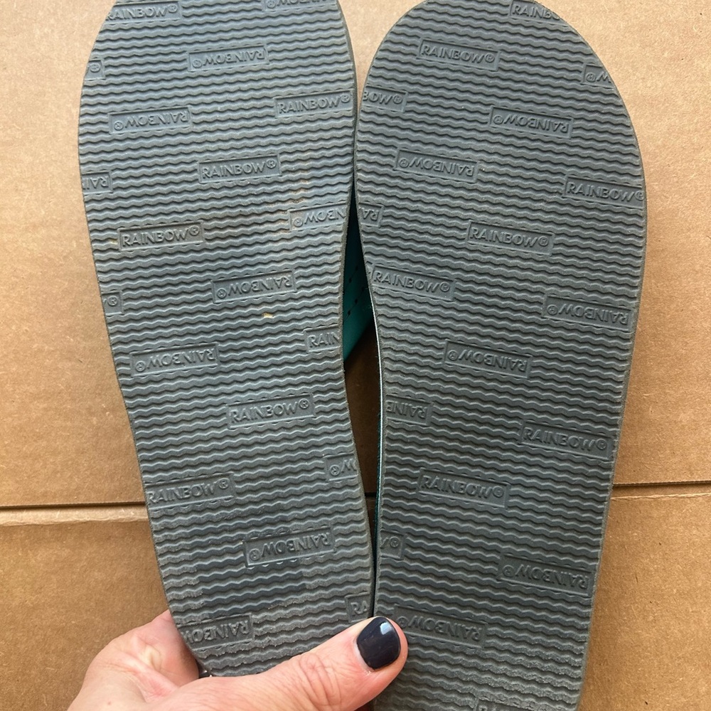 Rainbow Teal Women's Flip Flop Sandals - Picture 4 of 4